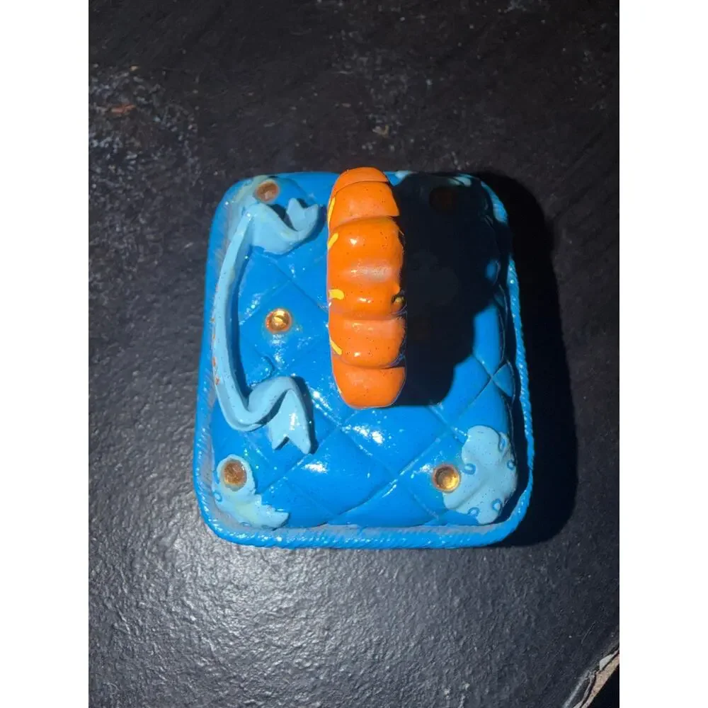 Vintage Y2K Claires Blue Orange Ceramic Sun Trinket Mini Treasure Box Celestial